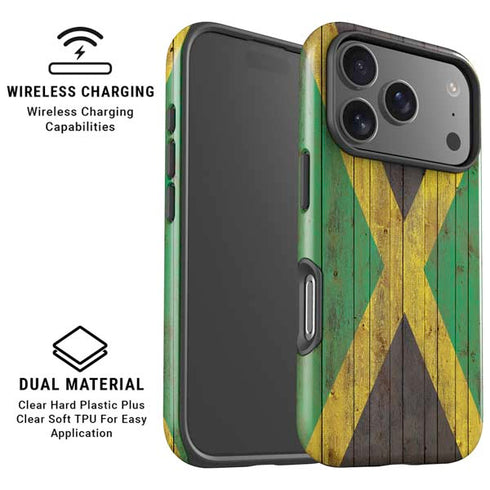 Jamaican Flag Dark Wood iPhone 17 Pro Max Magsafe Impact Case